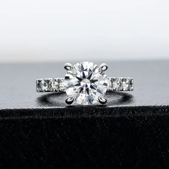Certified 4.3 ct. t.w. Moissanite Diamond 4 Prone Solitaire Engagement Ring NEW - Picture 4 of 15